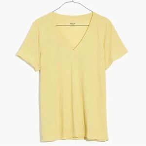 Madewell Whisper Cotton Short Sleeve V-Neck Tee in Sunny Chartreuse X-Small